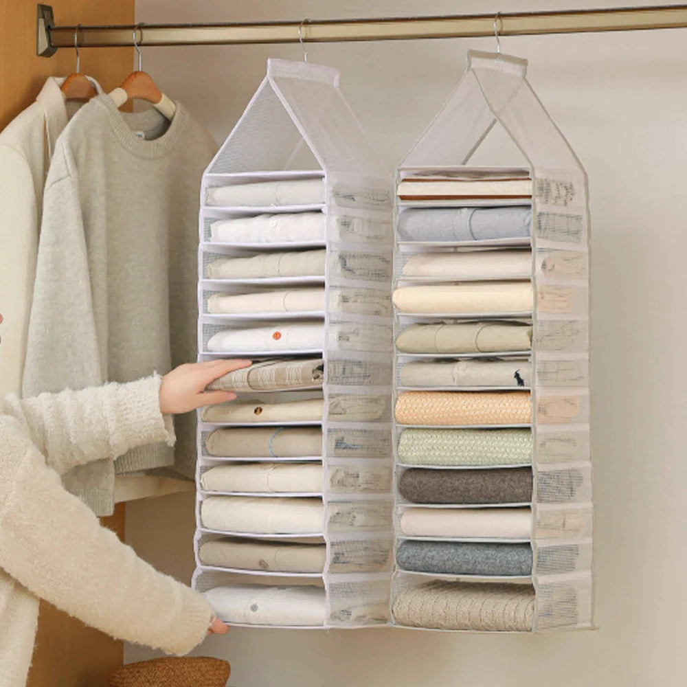 Wardrobe Hanging Organizer Storage Bag Foldable Closet Hanging Storage