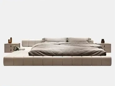Minimalist Leather Bed Confortable White Small Family Japanese Home Bed