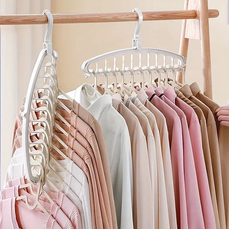 Folding Multi-Hole Clothes Hanger Non-slip Storage Rack Space Saving Clothes