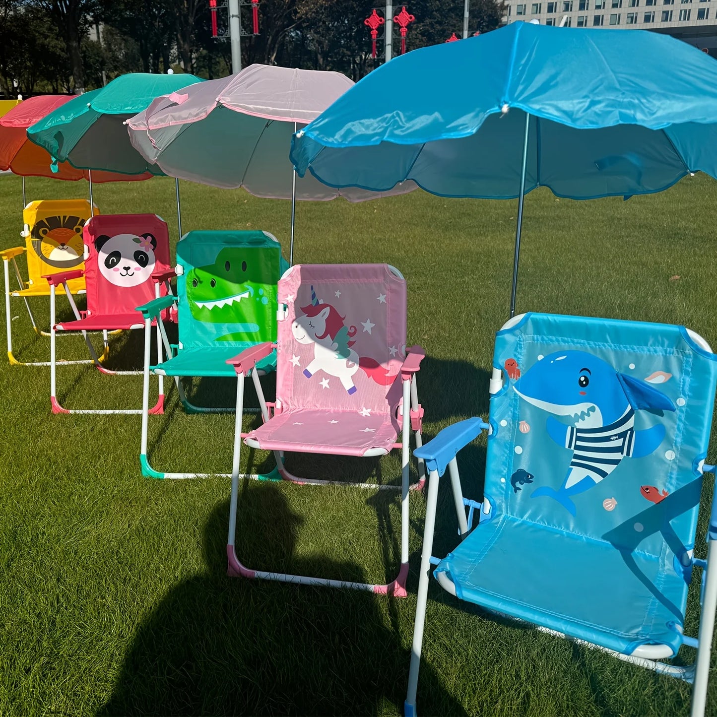 Kids Beach Folding Camping Chair with Backrest Portable Outdoor Seat