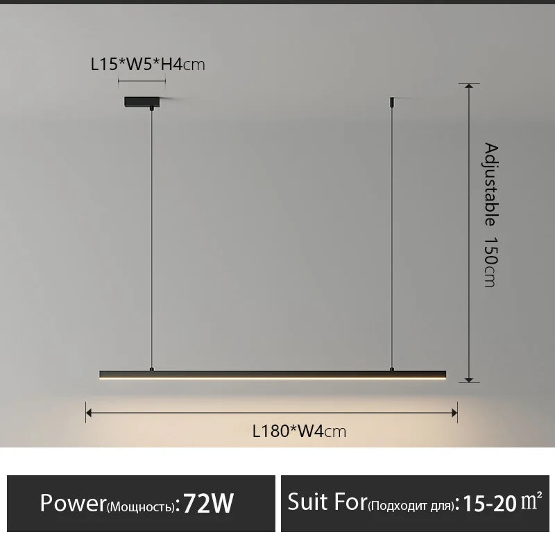 LED Pendant light long restaurant chandelier modern minimalist office