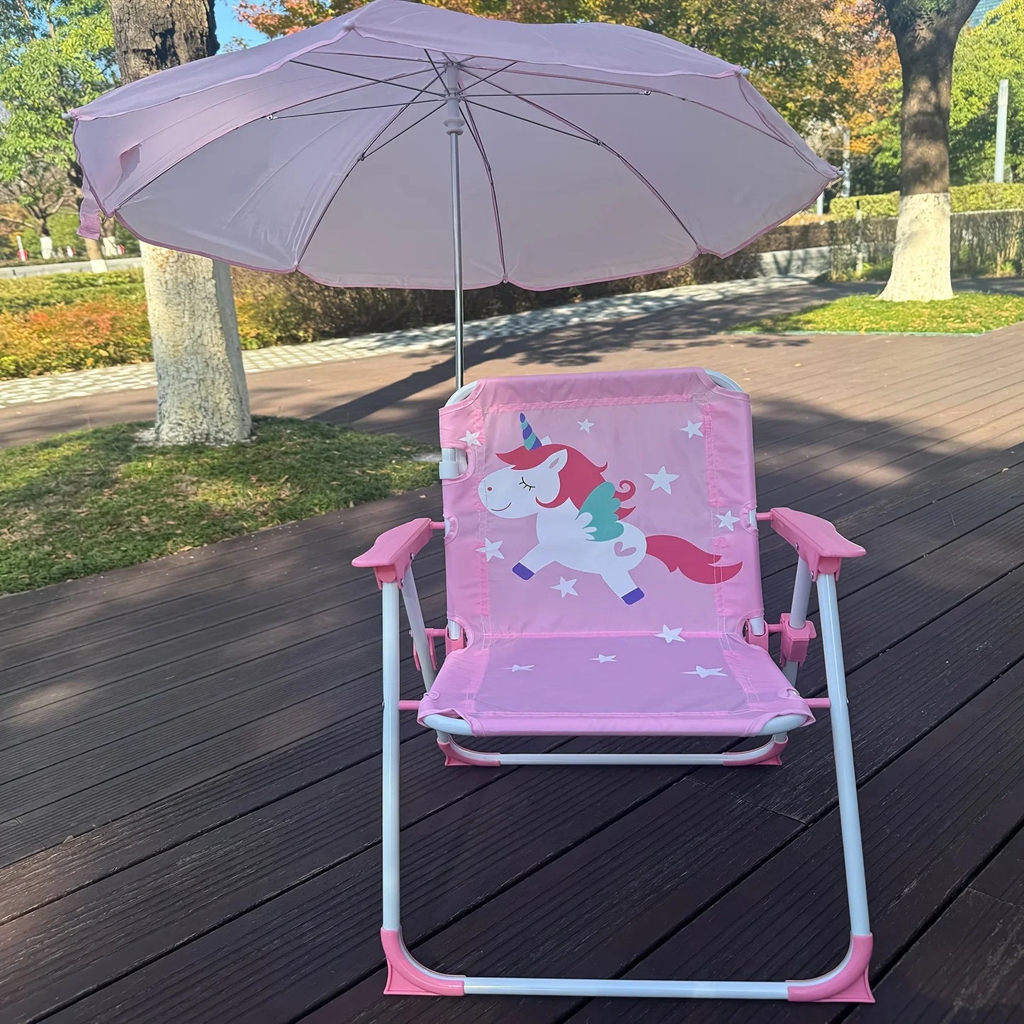 Kids Beach Folding Camping Chair with Backrest Portable Outdoor Seat
