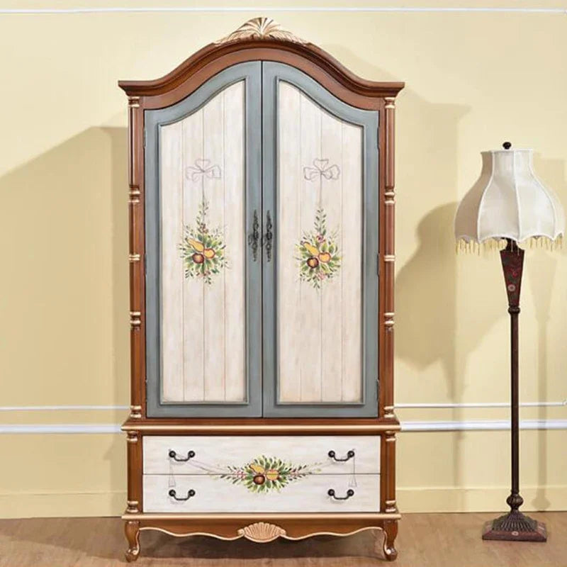 Nordic Vintage Wood Wardrobes Orgnizer Aesthetic Wooden Bedroom Wardrobes