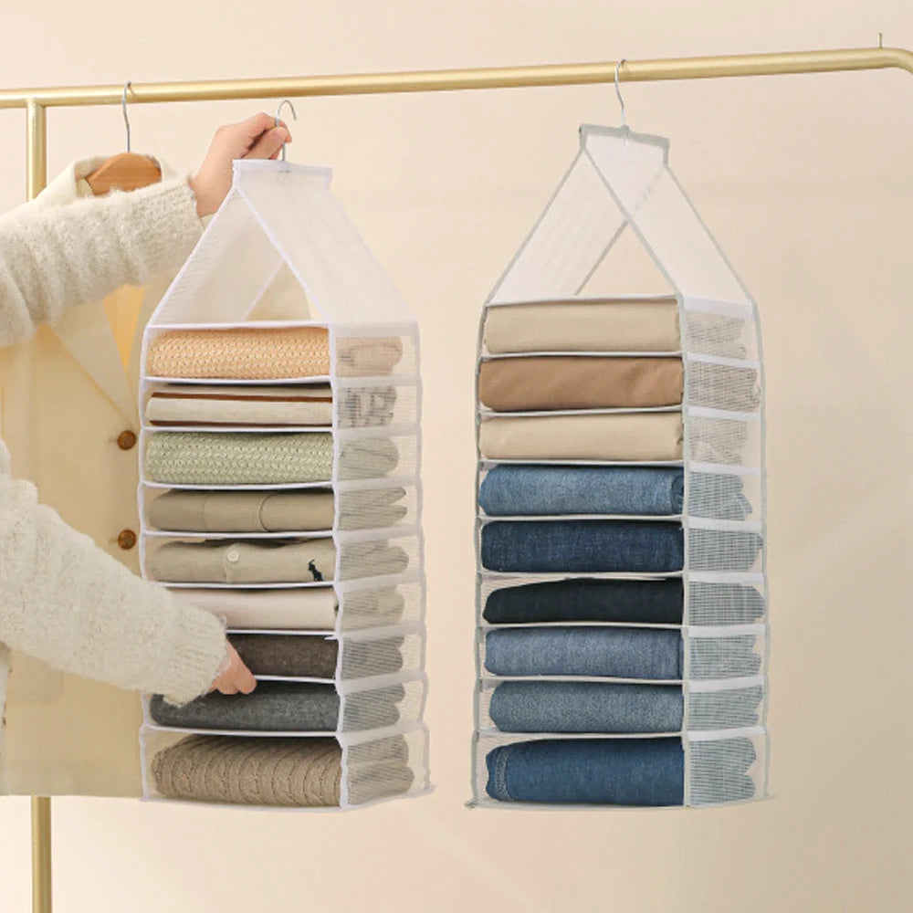 Wardrobe Hanging Organizer Storage Bag Foldable Closet Hanging Storage