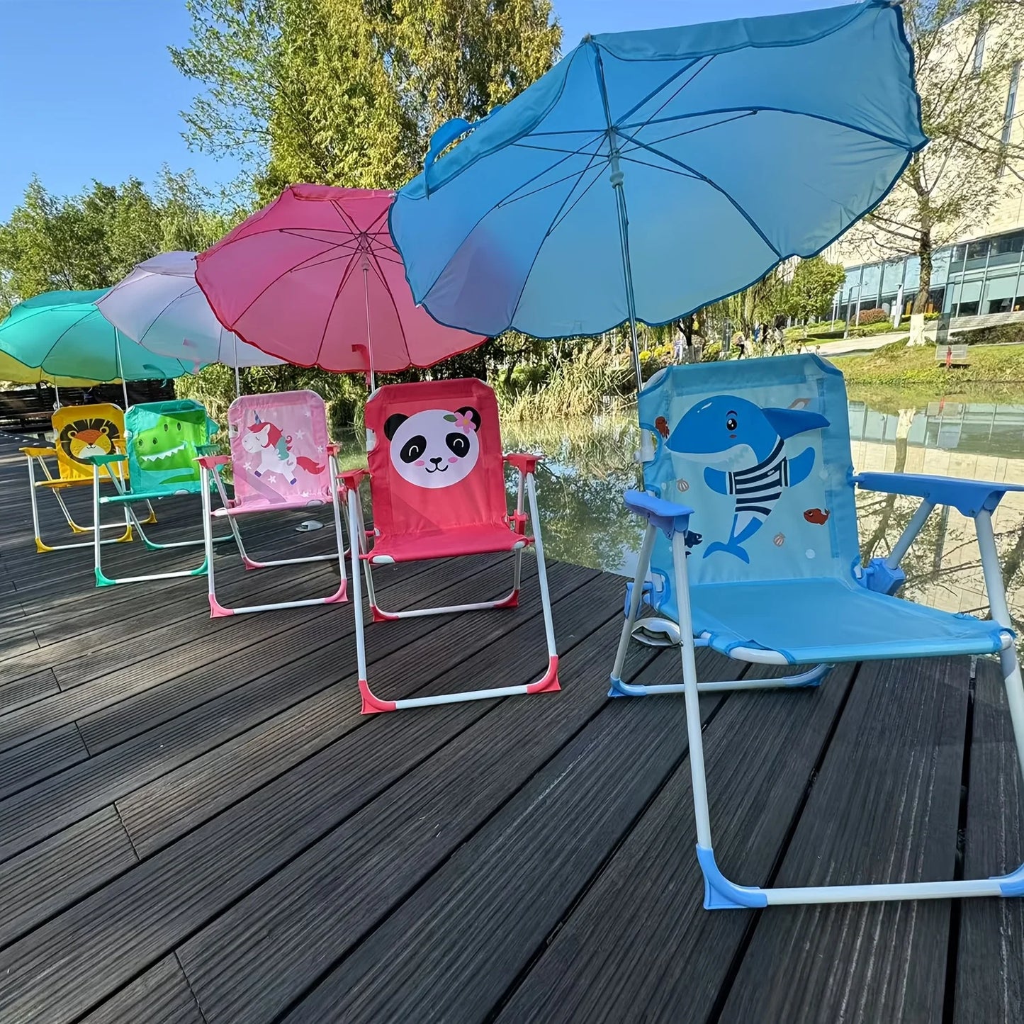 Kids Beach Folding Camping Chair with Backrest Portable Outdoor Seat