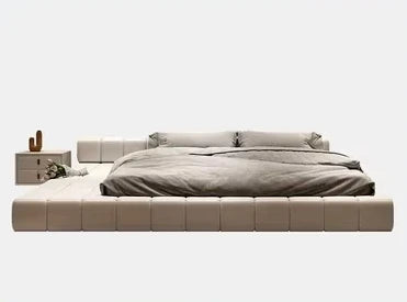 Minimalist Leather Bed Confortable White Small Family Japanese Home Bed