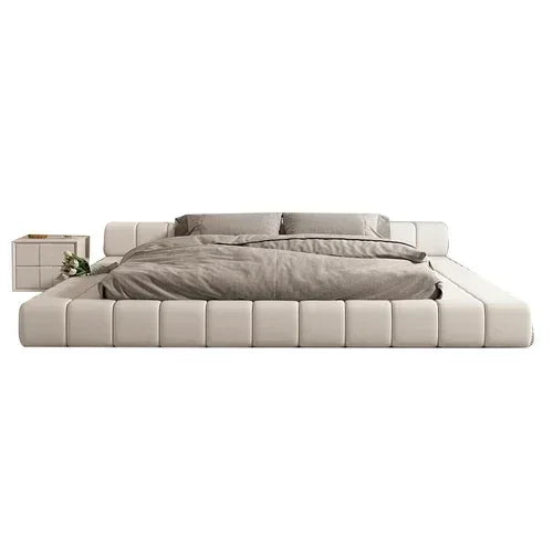Minimalist Leather Bed Confortable White Small Family Japanese Home Bed