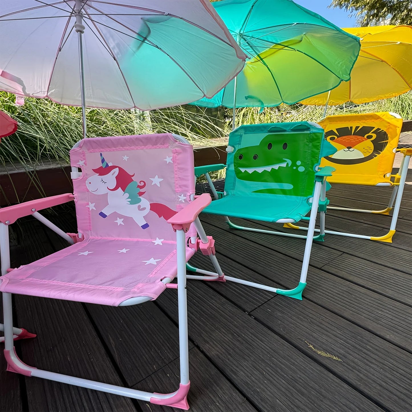 Kids Beach Folding Camping Chair with Backrest Portable Outdoor Seat