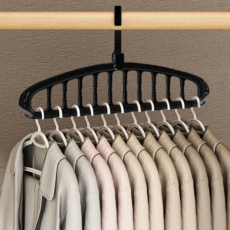 Folding Multi-Hole Clothes Hanger Non-slip Storage Rack Space Saving Clothes