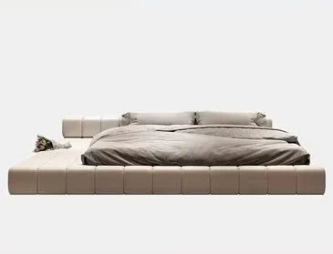 Minimalist Leather Bed Confortable White Small Family Japanese Home Bed