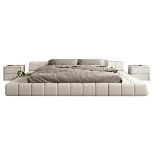 Minimalist Leather Bed Confortable White Small Family Japanese Home Bed