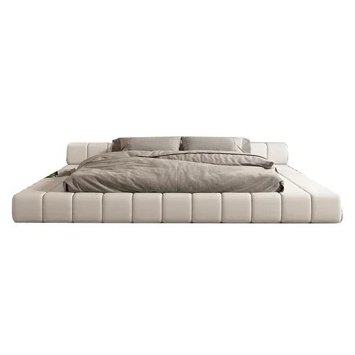 Minimalist Leather Bed Confortable White Small Family Japanese Home Bed