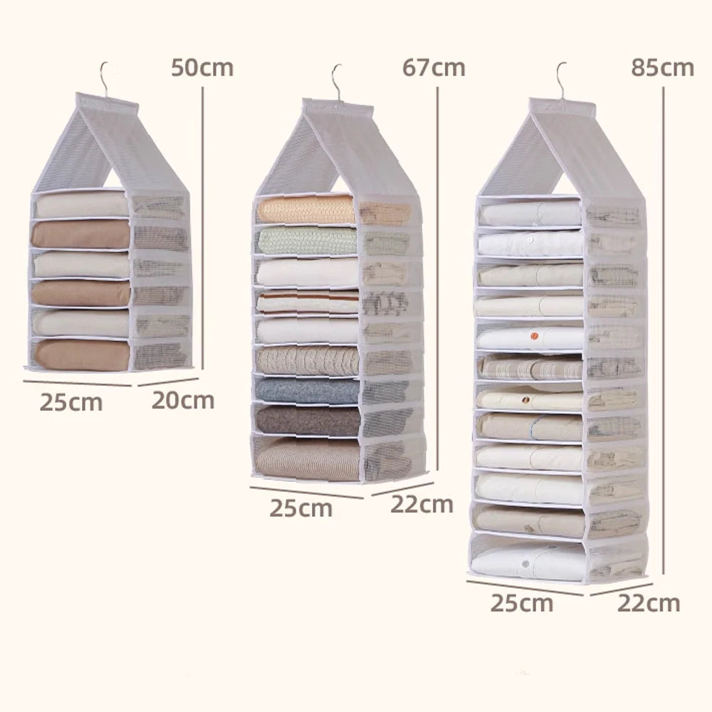 Wardrobe Hanging Organizer Storage Bag Foldable Closet Hanging Storage