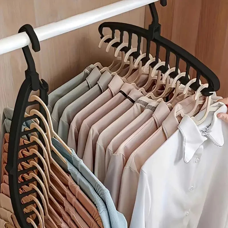 Folding Multi-Hole Clothes Hanger Non-slip Storage Rack Space Saving Clothes