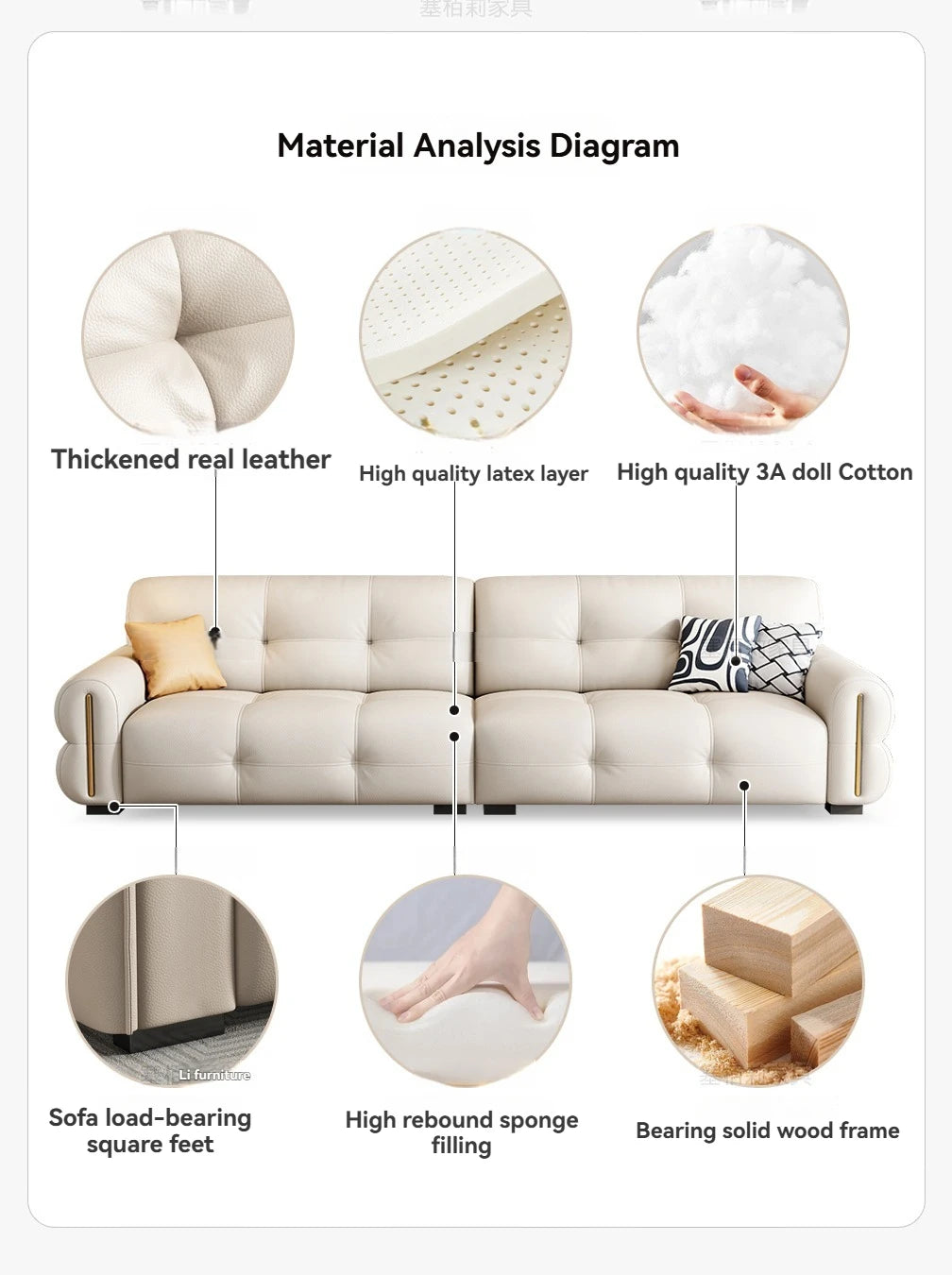 Modern Leather Sectional Couches Set Solid Wood Frame Design Sofa Sectional Sofas