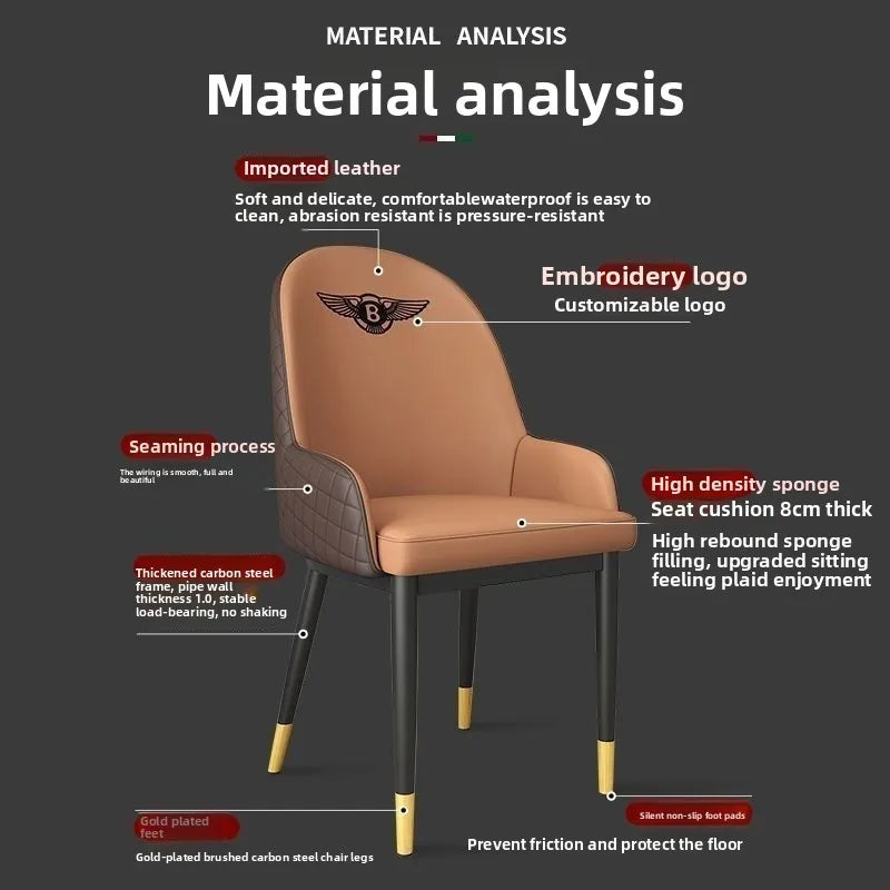 Dining chair, light luxury modern Bentley minimalist chair