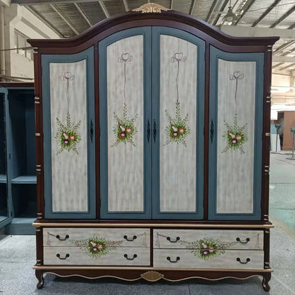 Nordic Vintage Wood Wardrobes Orgnizer Aesthetic Wooden Bedroom Wardrobes