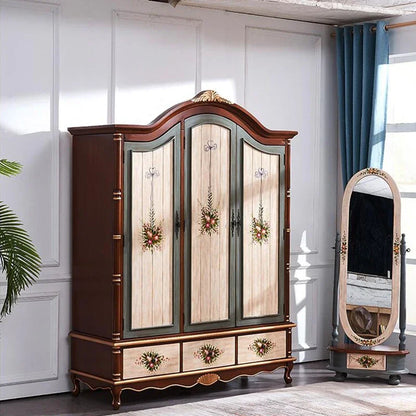 Nordic Vintage Wood Wardrobes Orgnizer Aesthetic Wooden Bedroom Wardrobes