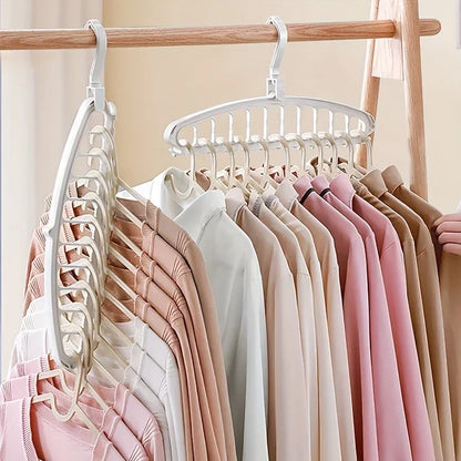 Folding Multi-Hole Clothes Hanger Non-slip Storage Rack Space Saving Clothes