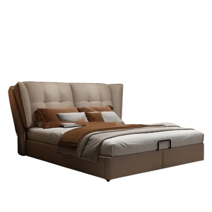 Modern Minimalist Bed Leather Double Bedroom Storage Bed Aesthetic Unique