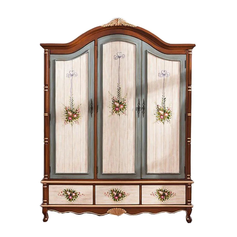 Nordic Vintage Wood Wardrobes Orgnizer Aesthetic Wooden Bedroom Wardrobes
