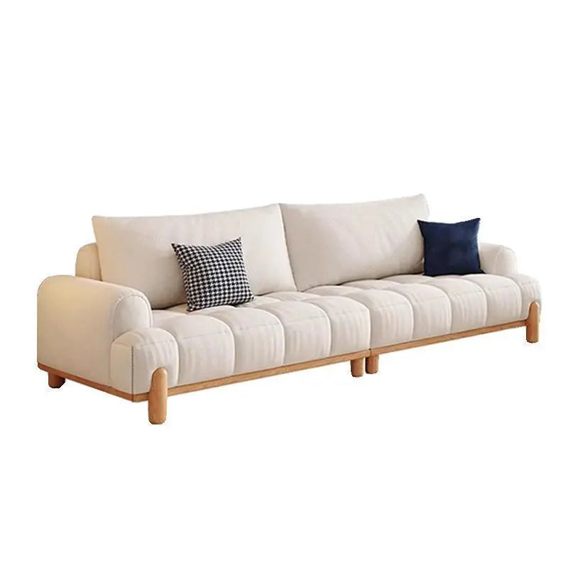 Fabric sofa marshmallow puffs Japanese log style small apartment living room