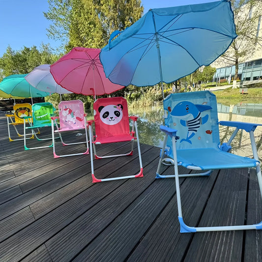 Kids Beach Folding Camping Chair with Backrest Portable Outdoor Seat