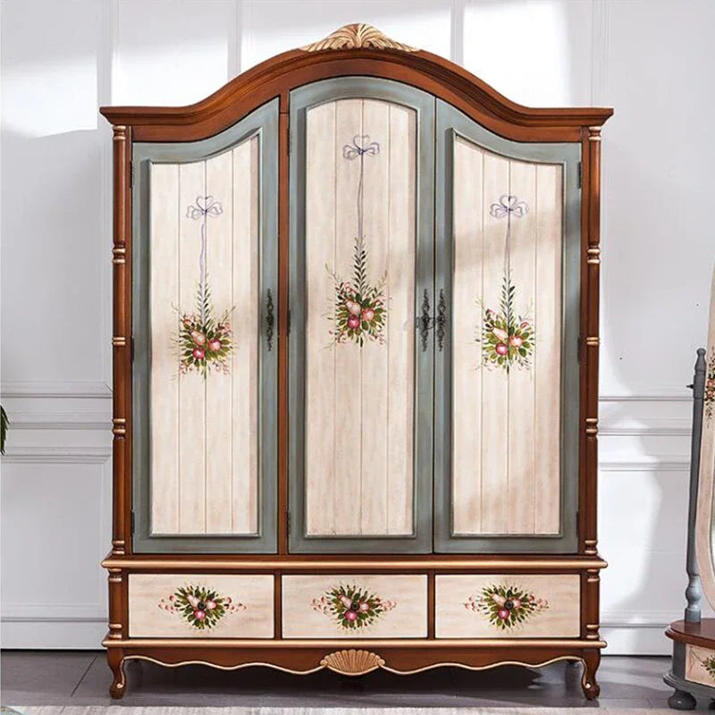 Nordic Vintage Wood Wardrobes Orgnizer Aesthetic Wooden Bedroom Wardrobes