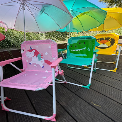 Kids Beach Folding Camping Chair with Backrest Portable Outdoor Seat