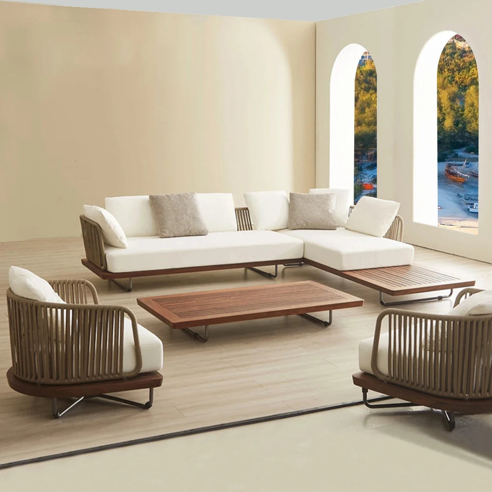 High End Outdoor Customization Villa Garden Sofa Rope Woven Furniture Poolside