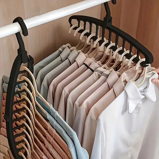 Folding Multi-Hole Clothes Hanger Non-slip Storage Rack Space Saving Clothes