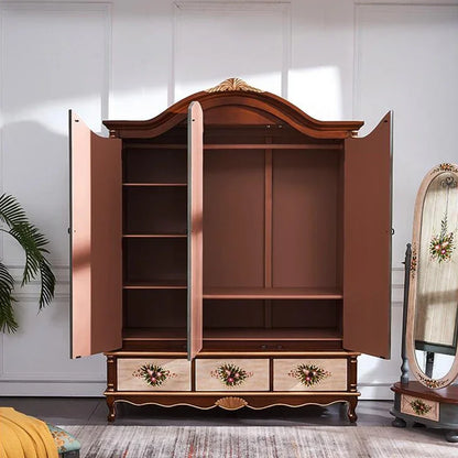 Nordic Vintage Wood Wardrobes Orgnizer Aesthetic Wooden Bedroom Wardrobes